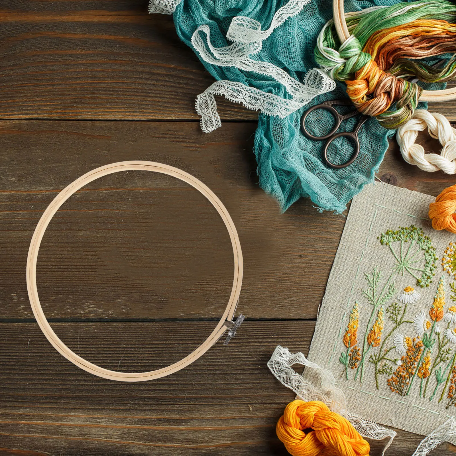 

1pc 40Cm Bamboo Embroidery Hoop Set For Diy Cross Stitching Craft Decoration Embroidery Circle Frame Beginner Kit Sewing Ring