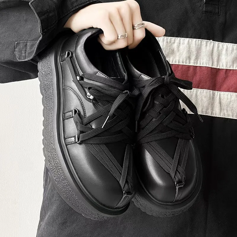

British Style Black Thick Soled Shoes for Men, Spring and Autumn 2026 Fashionable Casual Shoes, Versatile Retro Men's Shoes
