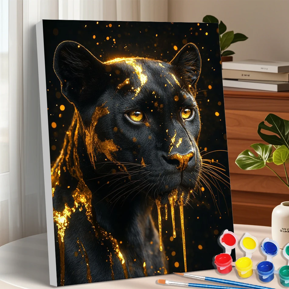 GATYZTORY Paintings For Painting By Numbers Canvas Coloring For Adults Canvas Painting Black Panther Home Decor Artwork Pictures