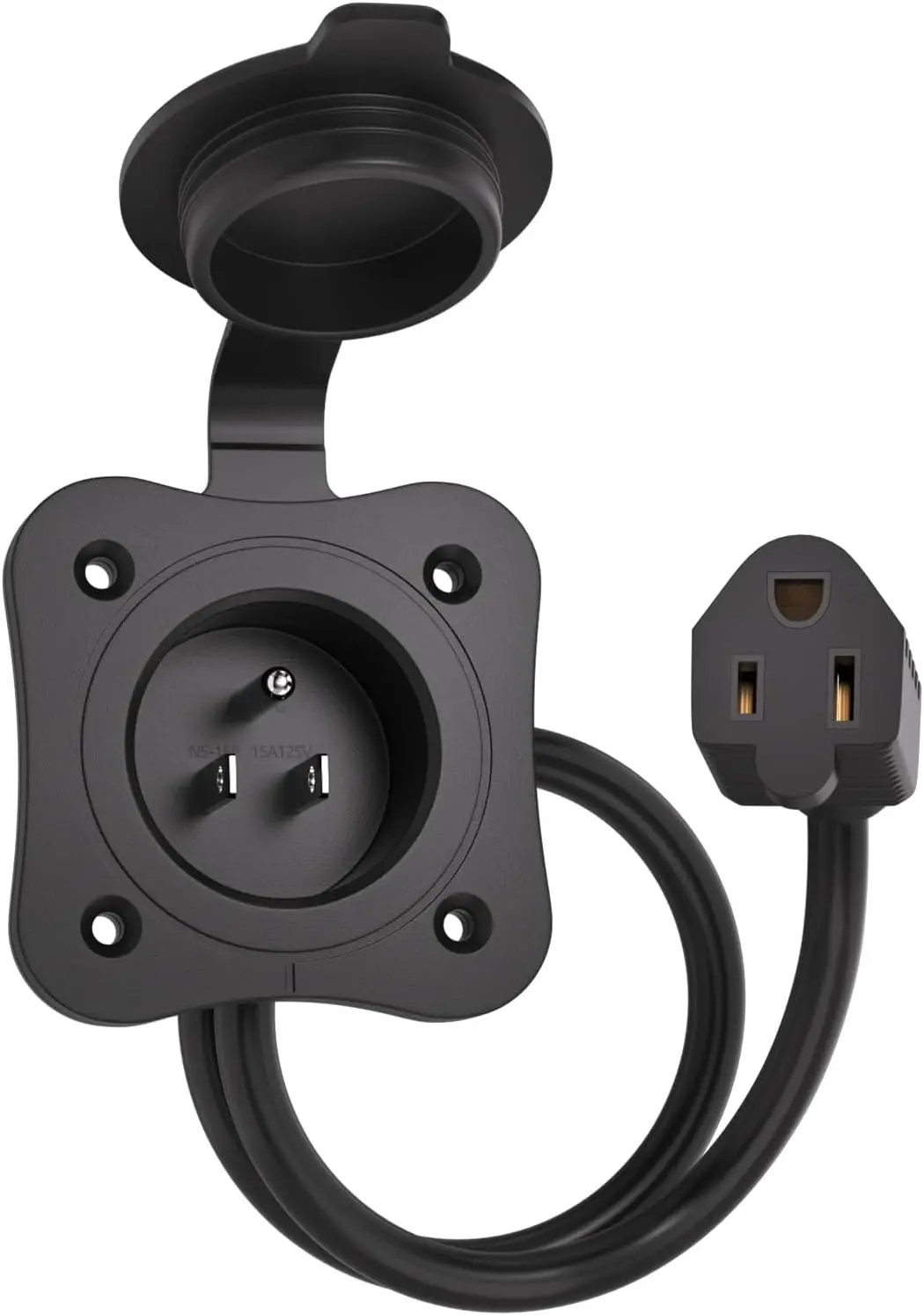 15 Amp RV Shore Power Inlet,125V AC Port RV Plug,Suitable for Electrical Connections in RV, Trailer, Boat, Truck, etc,16 Inch