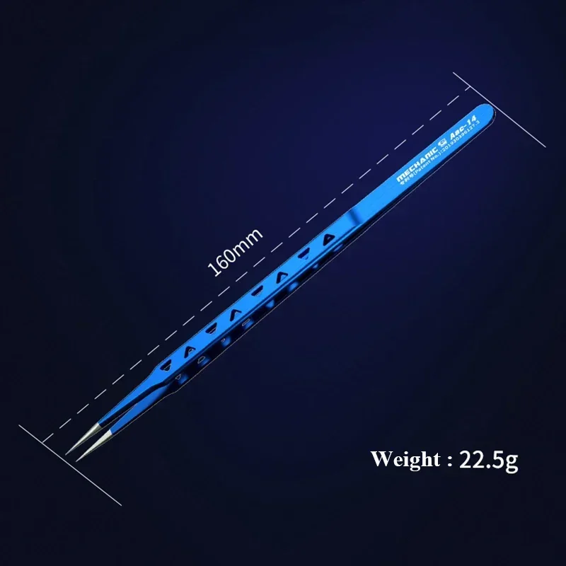 MECHANIC Aac-14 Non-magnetic High Hardness 8 Hollows Heat-dissipating Stainless Steel Precise Tweezers Phone PCB IC Chip Repair