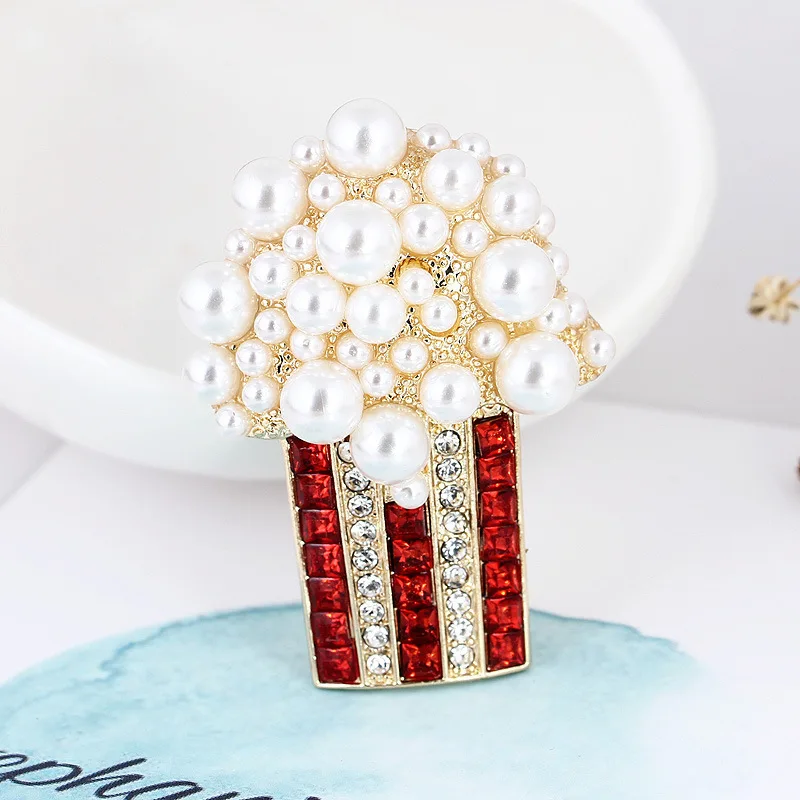 1 PCS pearl popcorn rhinestone boutonnier brooch women's high-end temperament chest flower accessories luxury clothes accessory