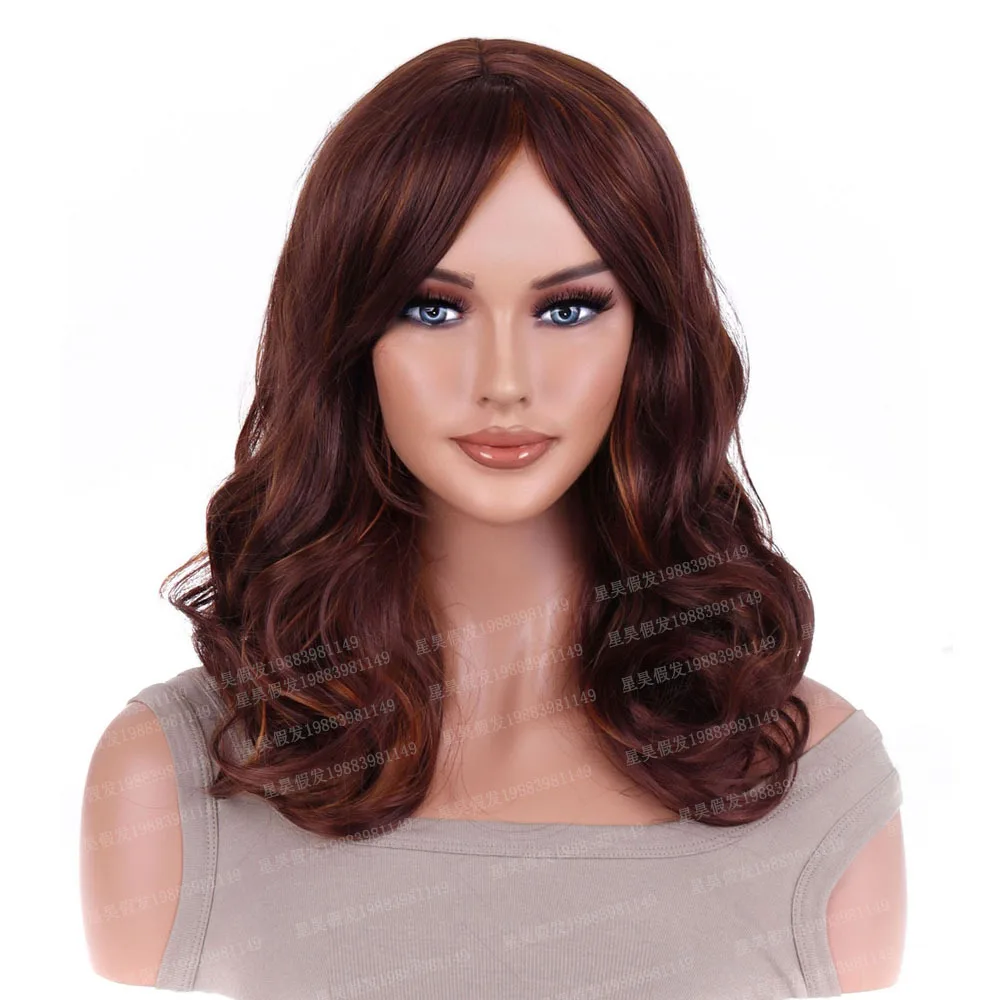 

Wig female long hair European and American styles medium and short curly hair high temperature silk headgear