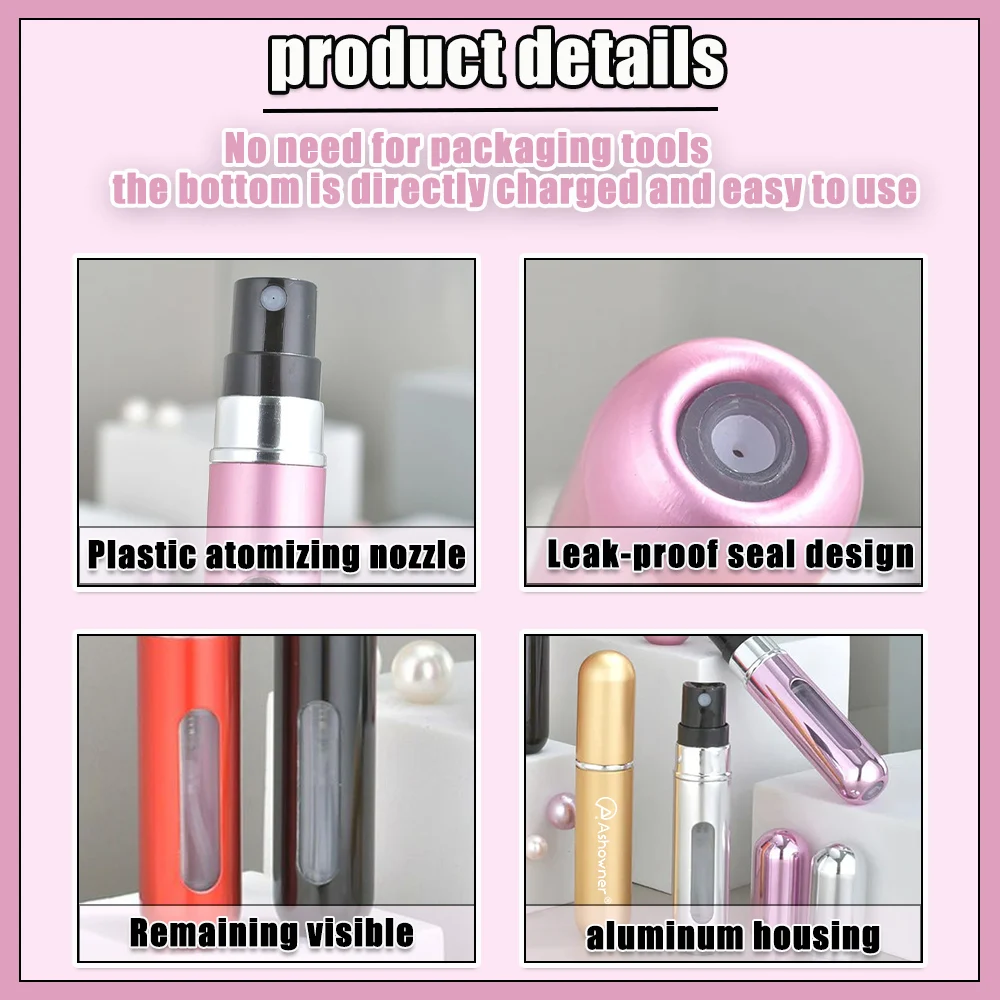 5/8/20ml Refillable Mini Perfume Bottle Portable Aluminum Atomizer 5ml Refill Perfume Spray Bottle Cosmetic Container For Travel