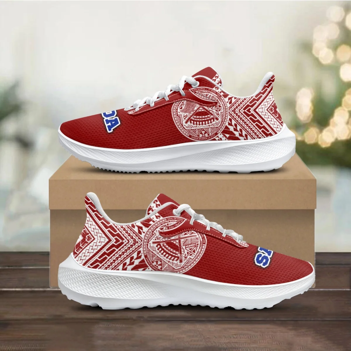 Polynesian Tattoo Women Comfortable Lace UP Shoes American Samoa Athletic Sneakers Indoor Outdoor Non-Slip Running Shoes Gift