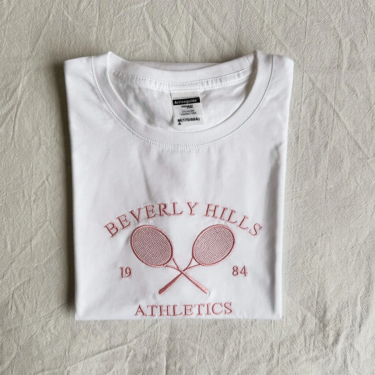 Tennis Athletics Club Retro Style Women White Embroidered Short Sleeve T Shirts Summer Loose 100% Cotton Casual Y2K Tee Shirts