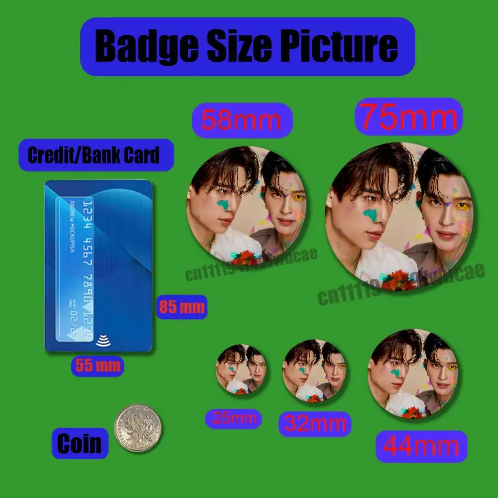 For DIY Pin Insignia Round Souvenir Brooch Button Laser Film PondPhuwin Badge Cover Pond Phuwin Emblem Case