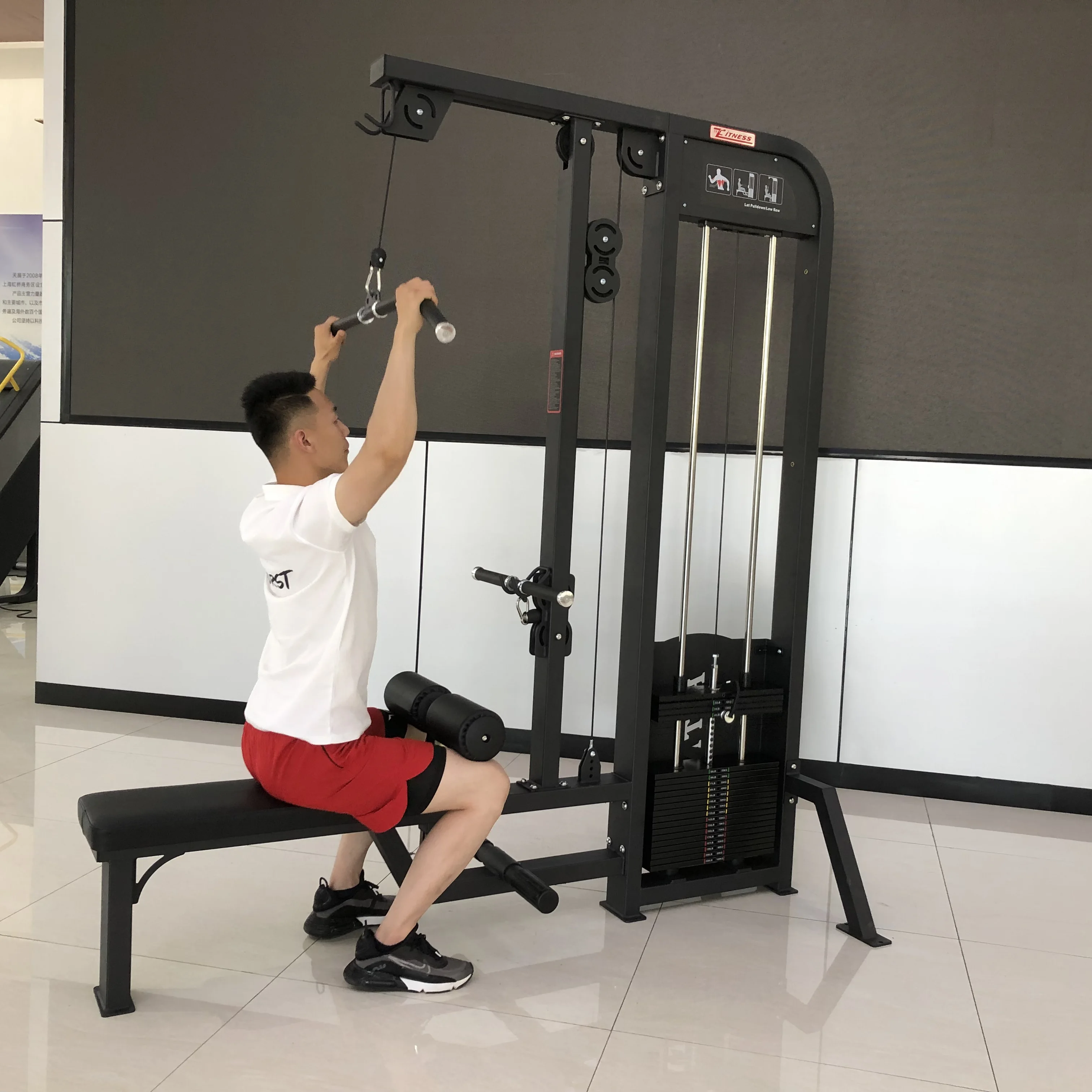 Commercial Dual Function Back Machine | Lat Pull Down & Low Row Gym Equipment for Muscle Training
