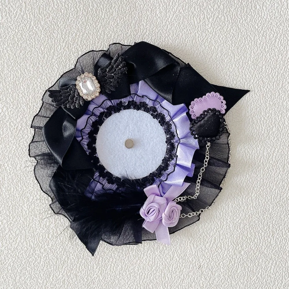 Bow Magnetic Anime Badge Holder Wings Ruffle lace Ornate Ribbon Badge Flower Rose Cross Pins Display Base Ita Bag Accessories