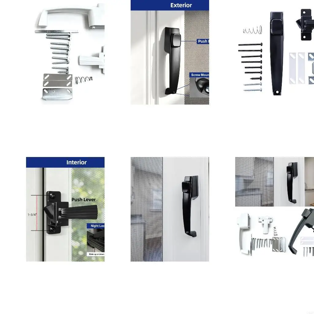 G92C Screen and Storms Door Handle Set with Night Lock, 1-3/4 Inch Hole Spacing, Fit 3/4 to 1-1/4 Inch or Metal Door