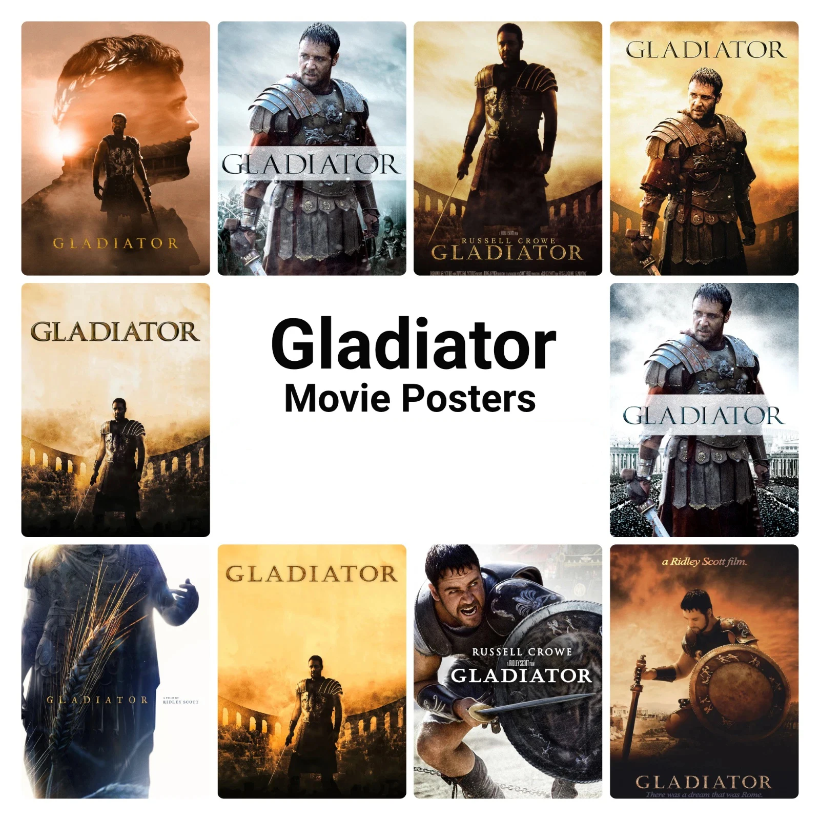 Gladiator (2000) Movie Print Art Canvas Poster, For Living Room Decor Home Wall Picture