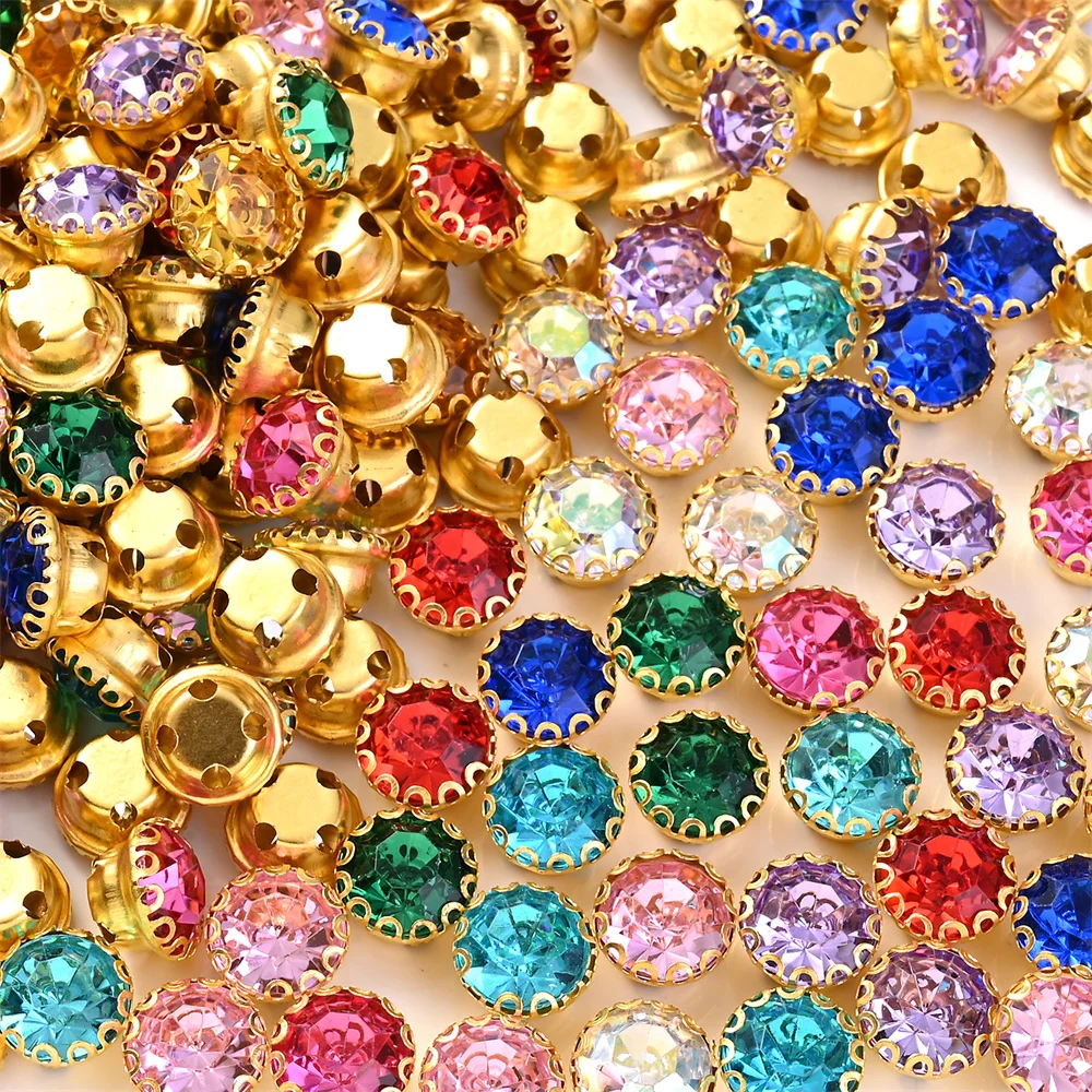 30 Stück Bunte Kristallglas-Nähsteine für DIY-Schmuckdekoration Handgenähte Strass-Dekoration Nähzubehör – Detail 4