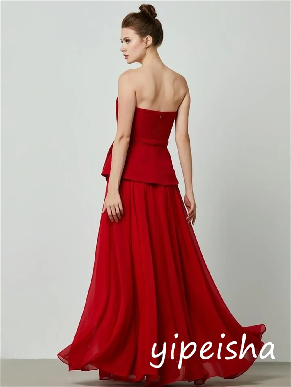 Customized Intricate Matching Jersey Pleat A-line Strapless Long Dresses Bespoke Occasion Fashion Classic