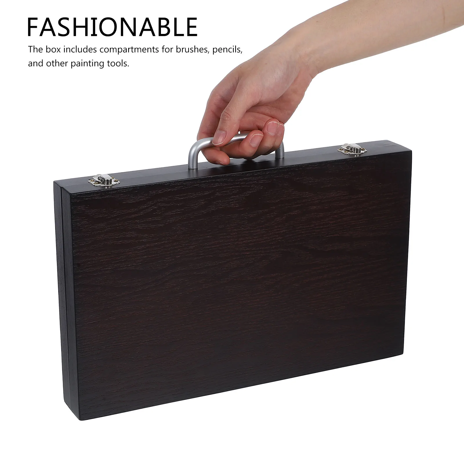 

Wooden Portable Black Walnut Paint Storage Organizer For Artists Students Outdoor Sketching Pigment Tray Drawing Tool