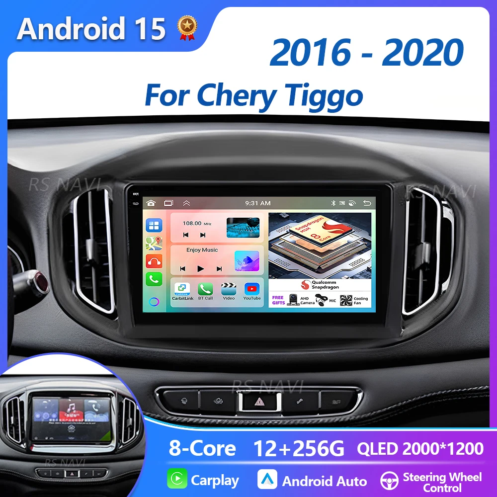 

Plug and Play Android 15 Carplay Auto Qualcomm 2K QLED Screen Car Radio Player For Chery Tiggo 2016 - 2020 Multimedia Navigation