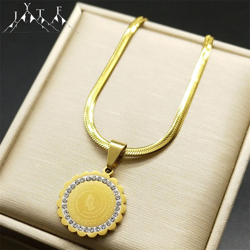 

Vintage Bible Medal Praying Hands Pendant Necklace Men Women Stainless Steel Religious Prayer Christian Jewelry Gift ZZZ462