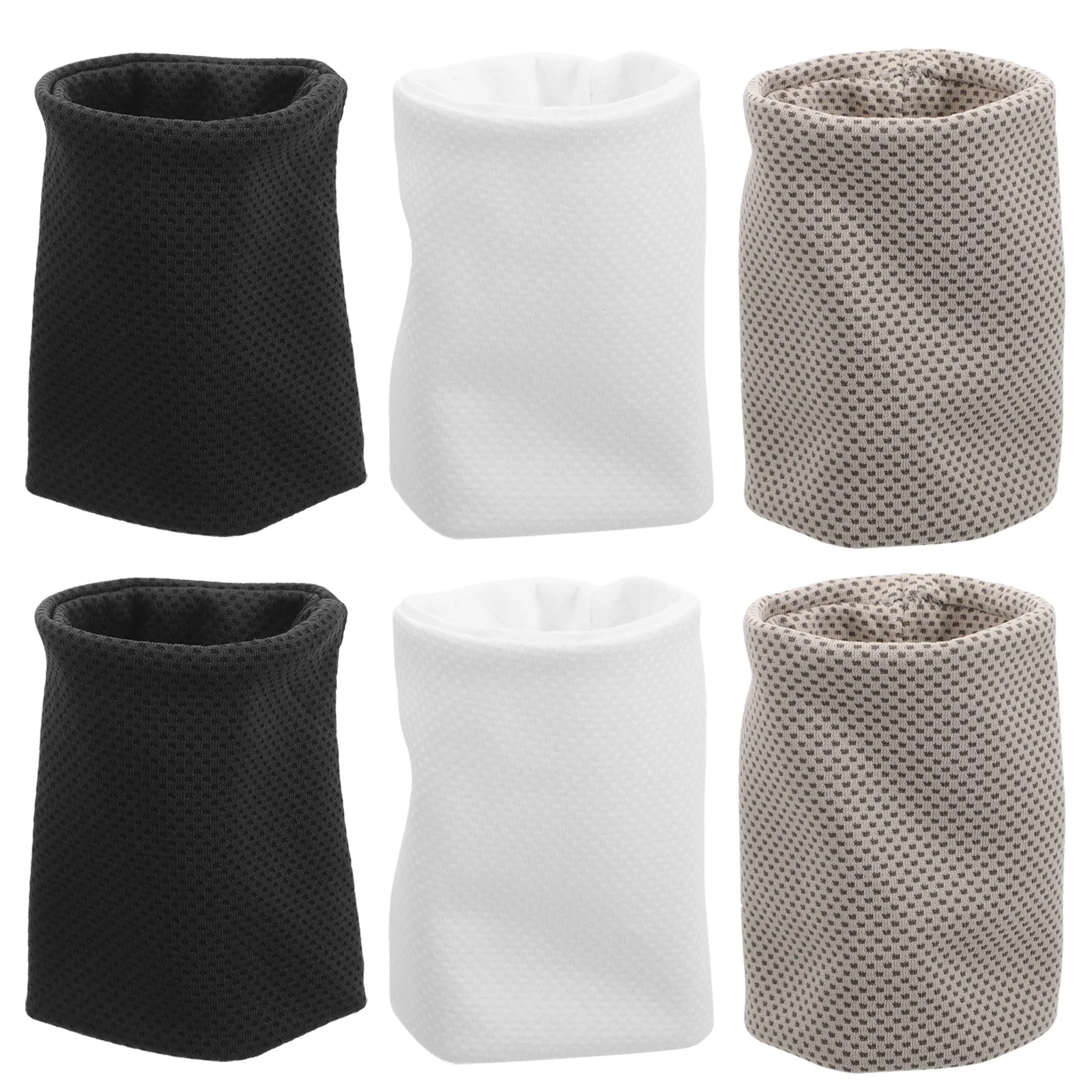 

6pcs Wristbands Unisex Cooling Breathable Sports Wraps White Black Silver Gray Protective Elastic Fitness Guard Covers