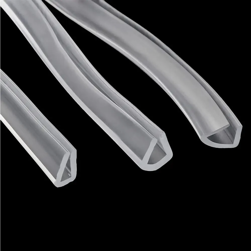 Tira de sellado de bordes de goma transparente, Protector de canal en U para puerta de ducha, vidrio, sellado de Metal, 1/3 metros de ranura, 0,5mm-35mm