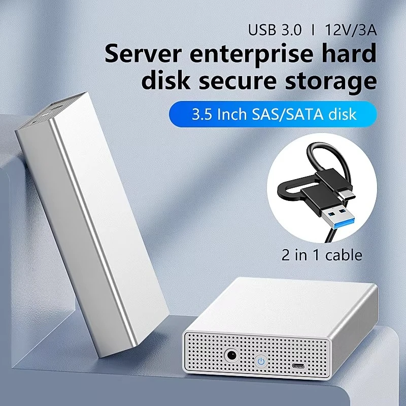 EE1 New Products 2.5-Inch 3.5-Inch USBC SATA/SAS HDD Enclosure Case External SSD HDD Hard Disk Drive SAS Adapter HDD Enclosure