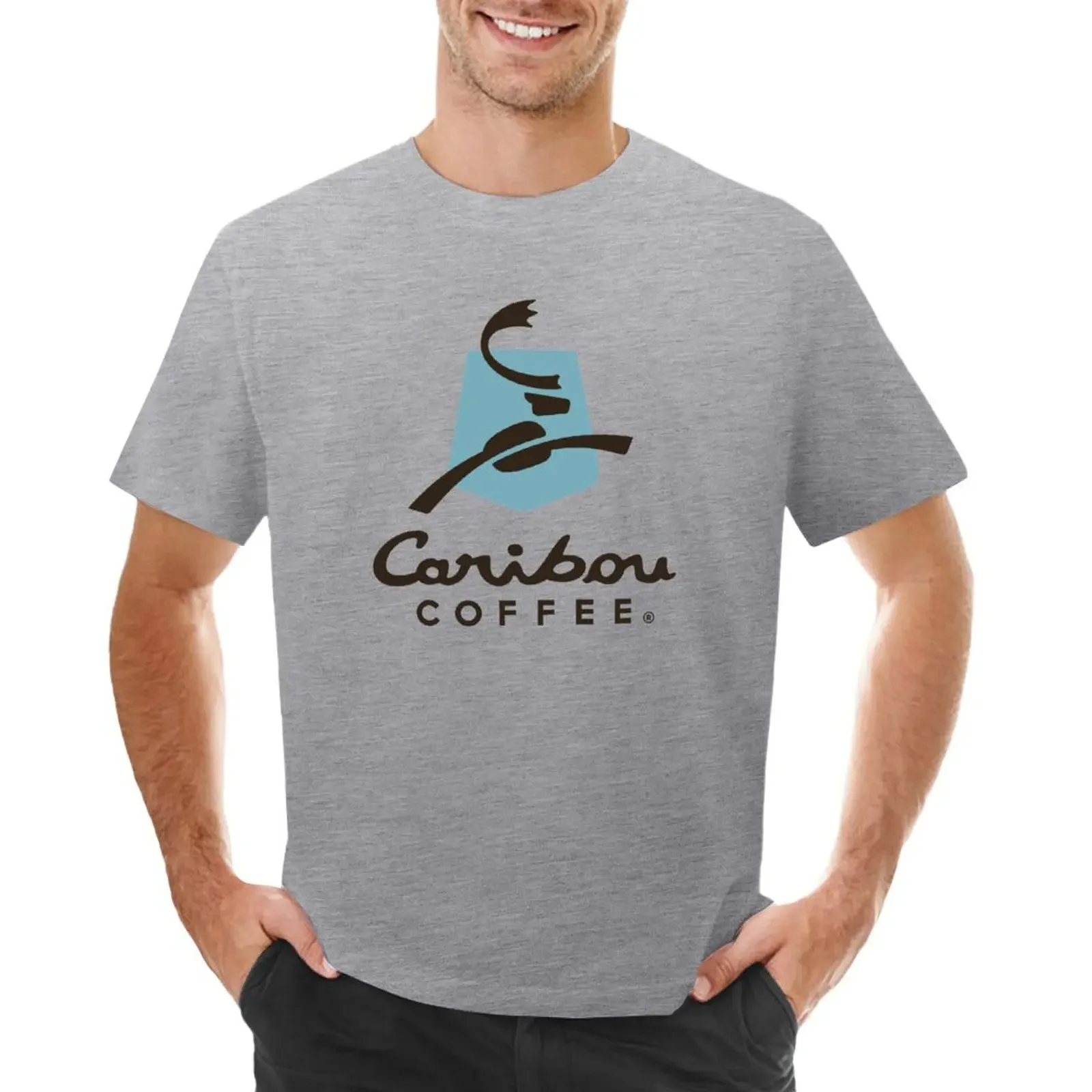 

Caribou Coffee Cafe T-shirt blacks plain oversizeds clothes for men