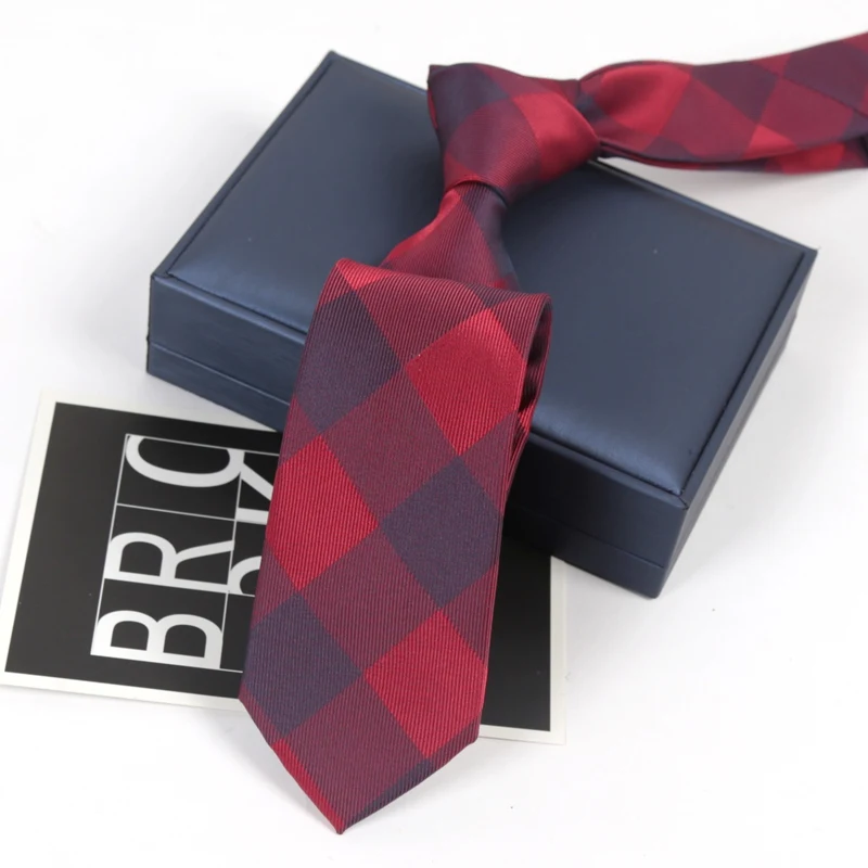 Herren Mode Lässige Schmale 6CM Krawatte Polyester-Krawatten für Männer Karierte Einfarbige Jacquard-Krawatte Business Hochzeit Party Accessoires – Detail 4