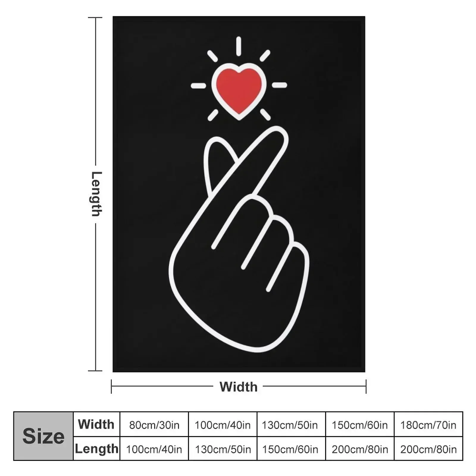 Korean heart fingers. Korean love sign Throw Blanket couch cozy soft plush fuzzy picnic outdoor blanket