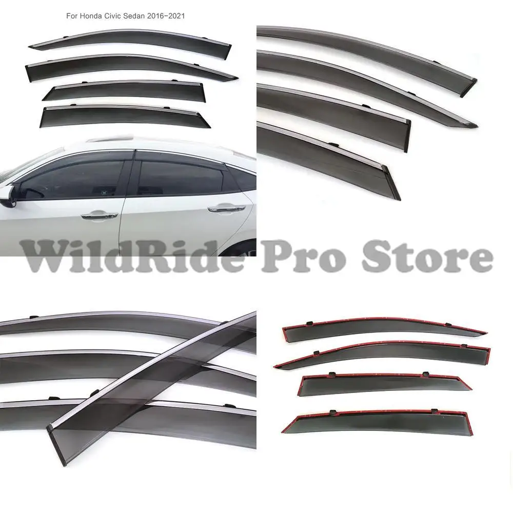 

1 комплект специально разработанных для седанов Honda Civic 10-го поколения, дождевых козырьков, дефлекторов дверных окон