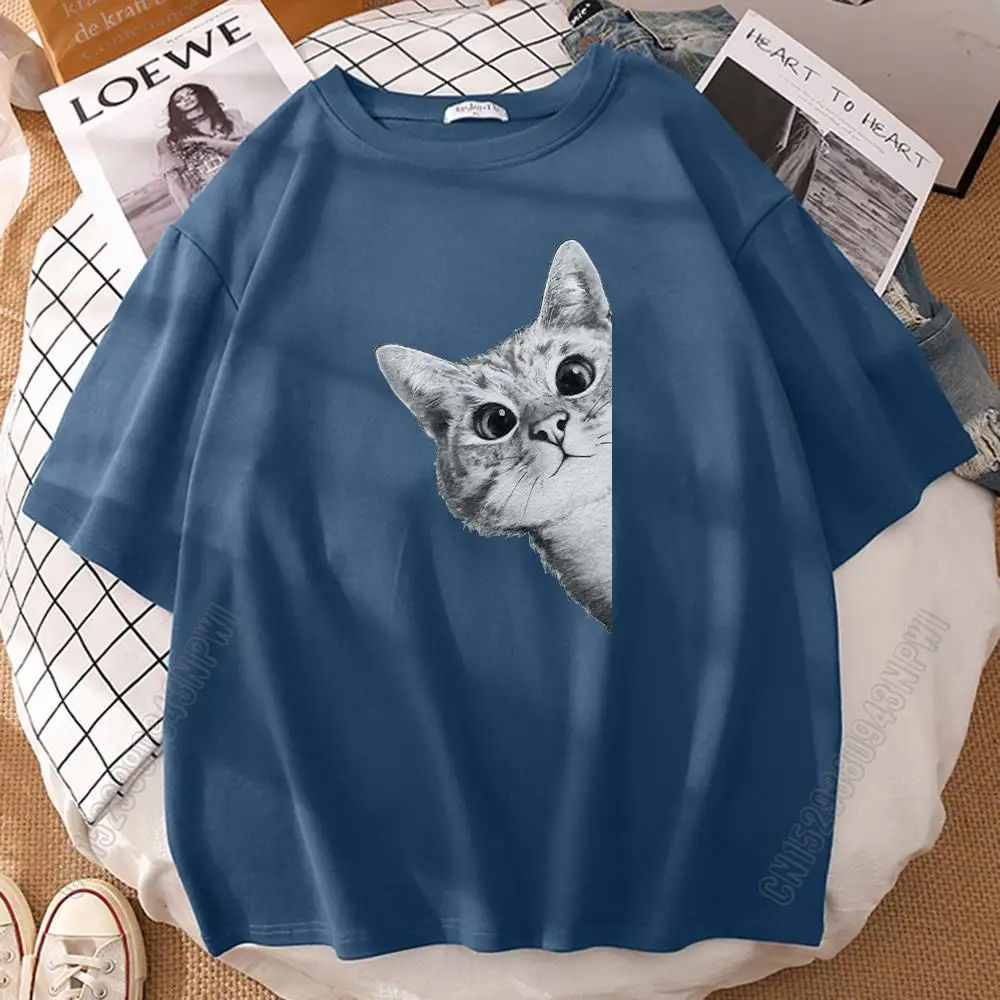 Kawaii Gary Cat Printing T-Shirt Mans Funny Oversized Clothing 100% Cotton Breathable Tee Shirt Top Creativity Men T-Shirts