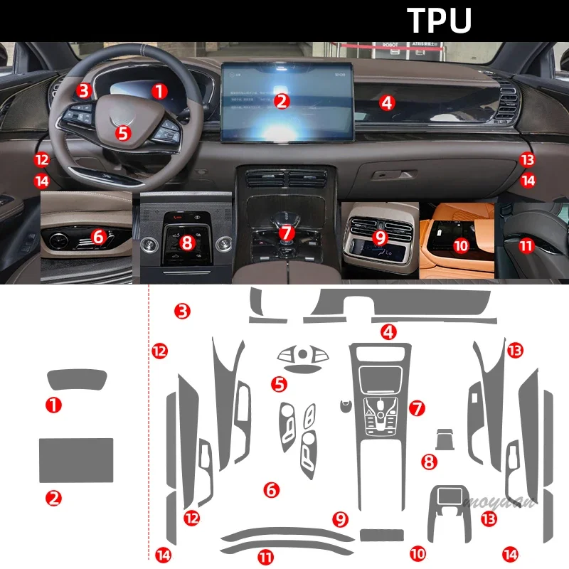 Tpu Transparent Film for BYD Seal Car Interior Stickers Center Console Outlet Touch Screen Dashboard Air Gear Door Windows Panel