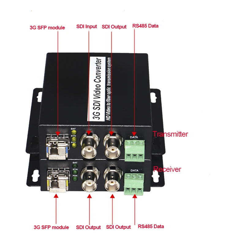 3g sdi video audio daten über faser optische medien konverter sender empfänger sdi fiber extender single fiber sfp lc 12v