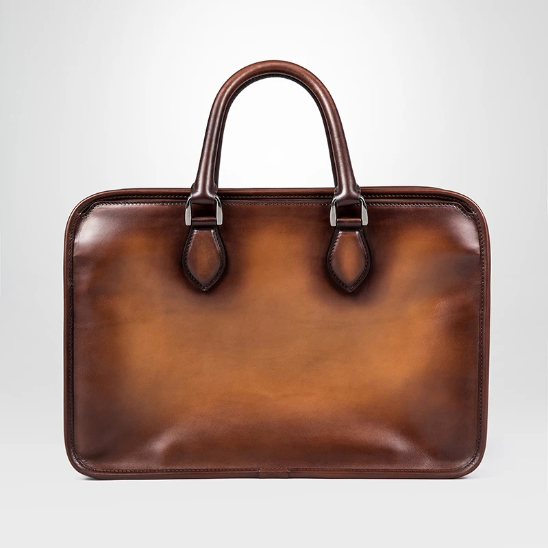 DIMY 2025 men's new business briefcase men's leather high-end luxury handmade retro computer handbag shoulder bag men's bag