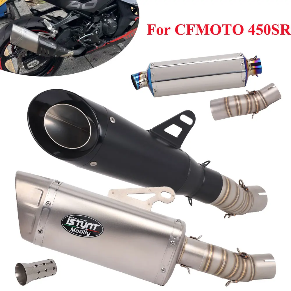 For CFMOTO 450SR 450SS 450NK 2022-2025 Motorcycle Exhaust Middle Link Pipe Escape System Modify 450SR Exhaust Slip On Pipe