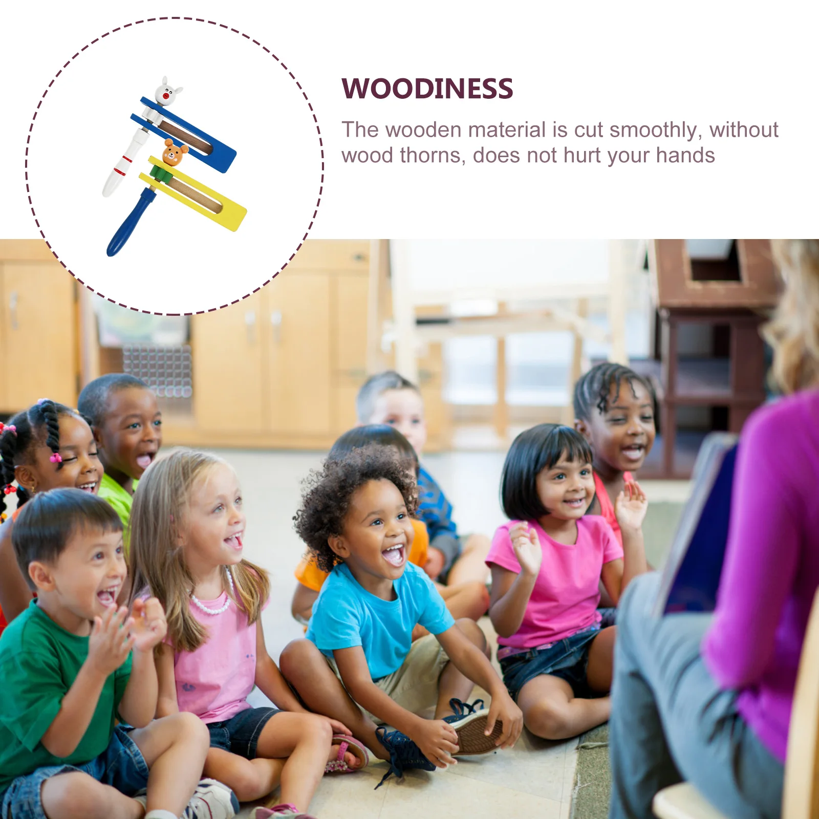 

2 Pcs Speaker Teaching Aids Music Toys Funny Percussion Birch Preschool Kids Musical Instruments