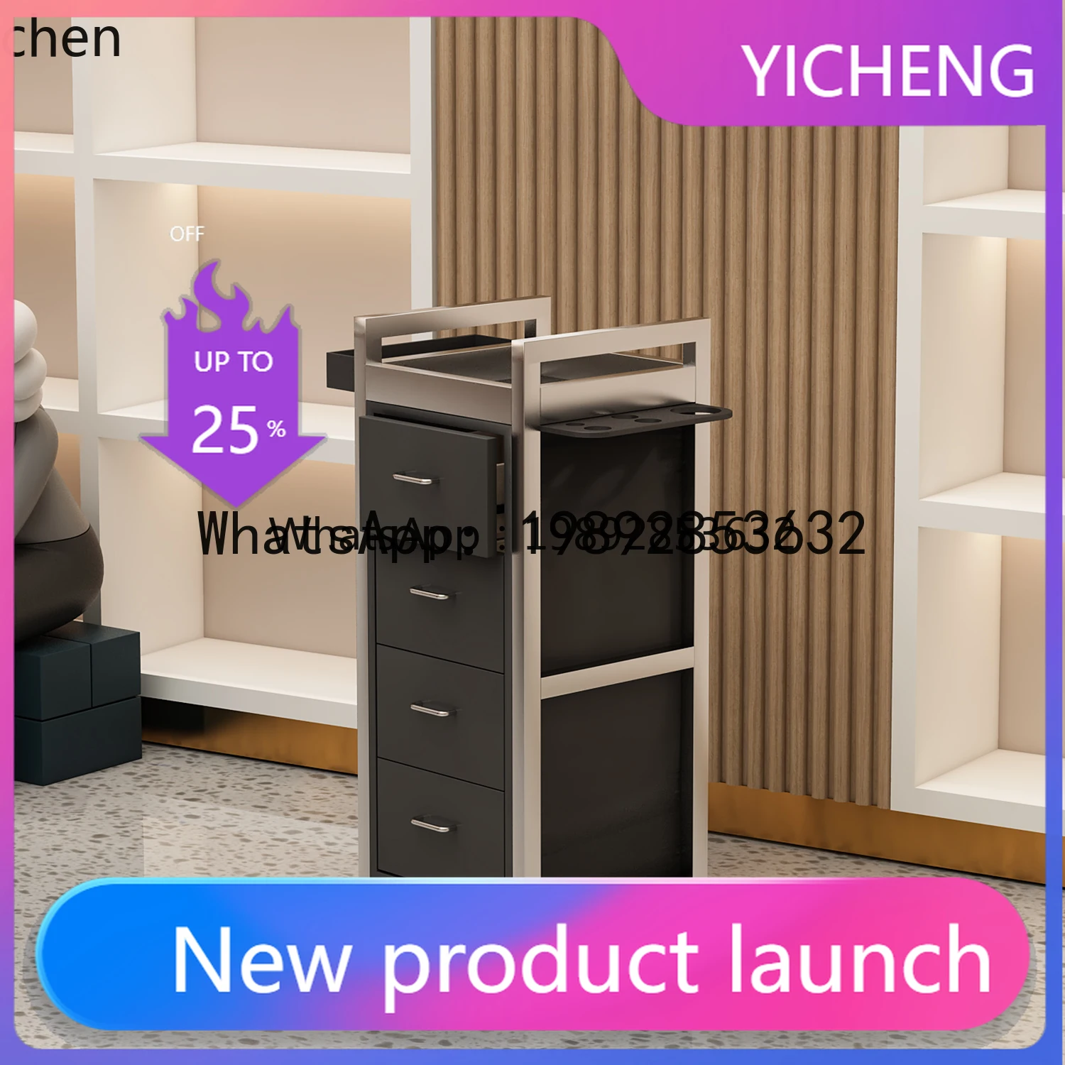 W7- stainless steel cabinet barber shop tool table hair cutting cabinet hair salon cart perm and dyeing tool cart