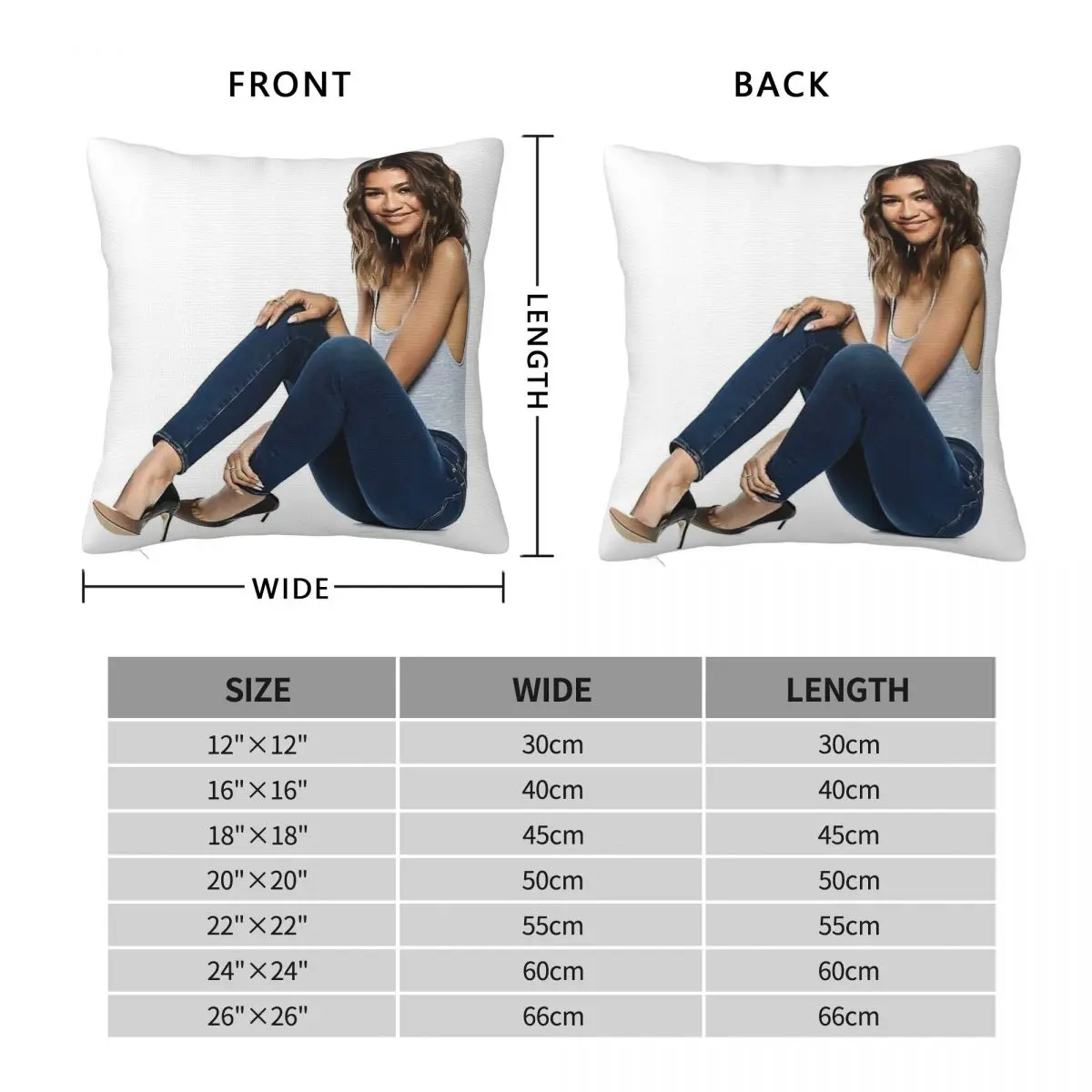 Zendaya Actor Square Pillowcase Polyester Linen Velvet Creative Zip Decor Throw Pillow Case Home Cushion Case