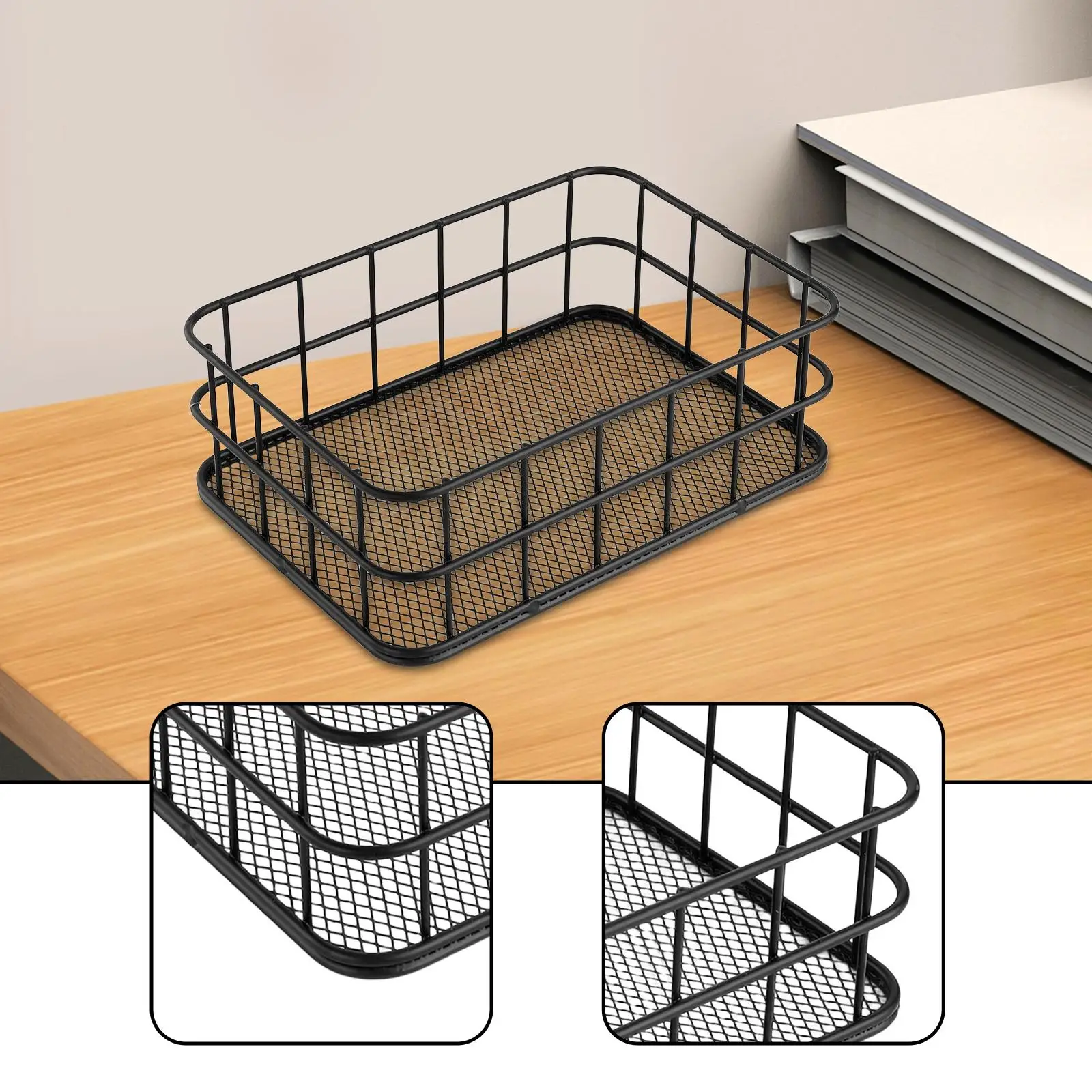 Wire Basket Stackable Rustic Decorative Rectangular Vintage Metal Storage Basket for Bedroom Tabletoptabletop Laundry Room Decor