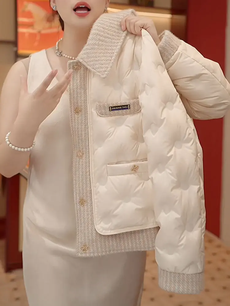 

Женская модная легкая куртка-пуховик Slim Fit из хлопка, зима 2026, новая коллекция, высококачественная, укороченная, большие размеры