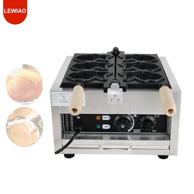 1400W Electric Waffle Maker Cookie Maker Fish Shaped Waffle Making Machine 3 PCS Non-Stick Pan Snack Equipment