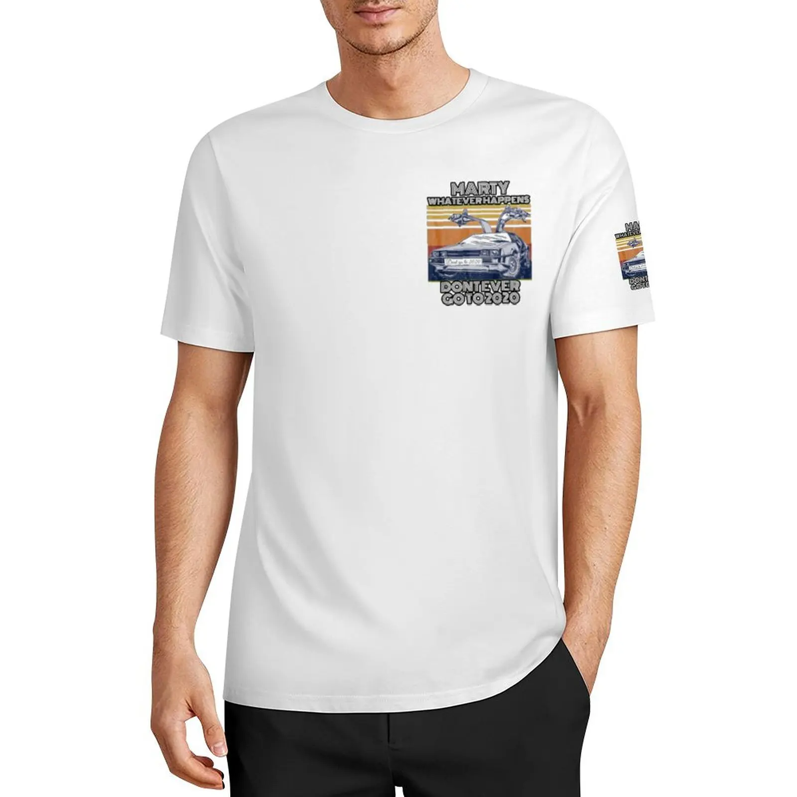 Car Marty Whatever Happens Dont Ever Go To Top Tee Cute Chest and Cuff T-shirt Fresh  Sport  Graphic Fitness USA Size