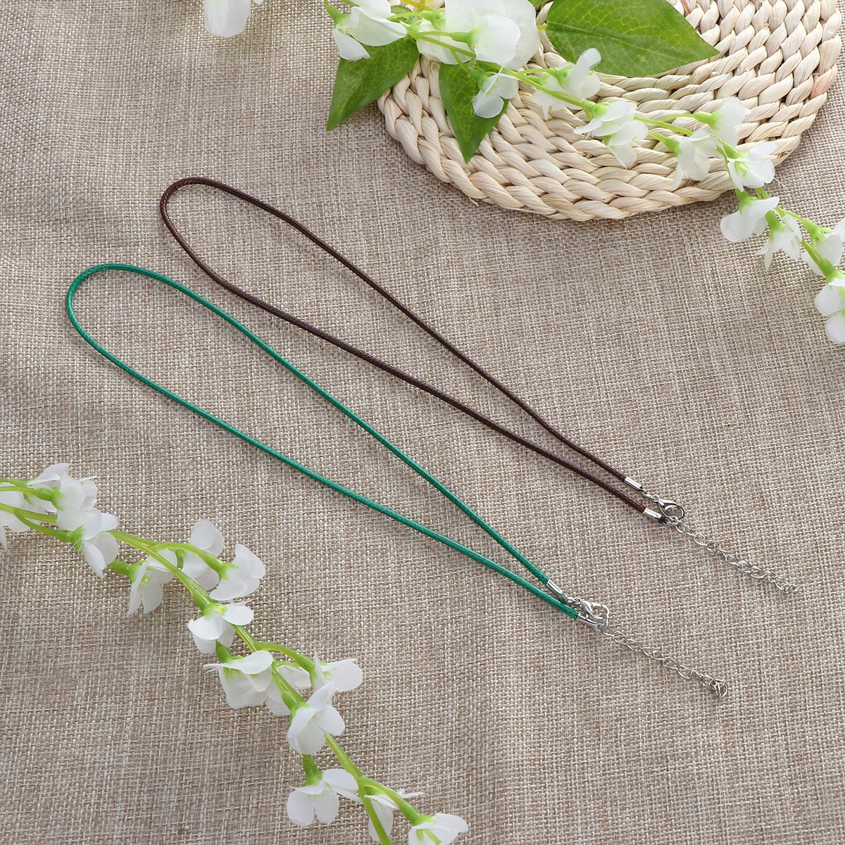 

50pcs Wax Cord Necklace String 2.0Mm 45Cm Lobster Clasp Extension Chain For Jewelry Making Craft Diy Pendant Rope Dark