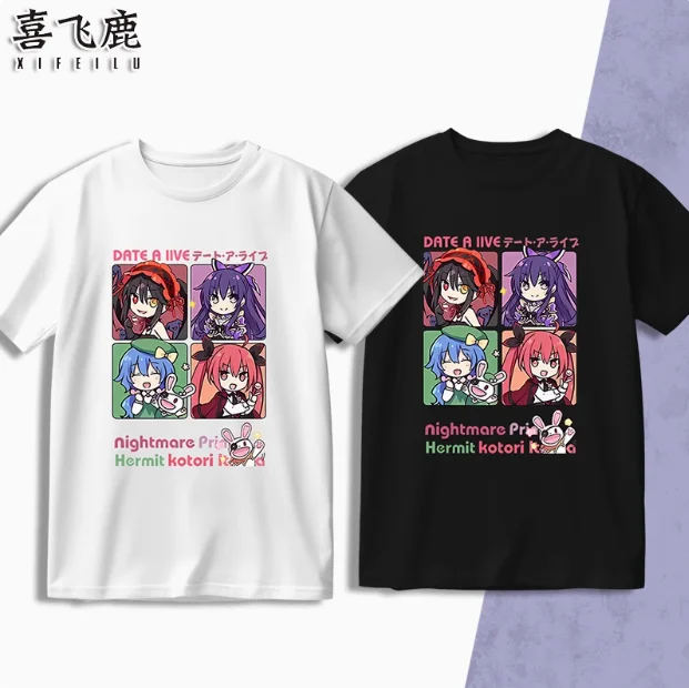 Anime DATE A LIVE Yatogami Tohka Yatogami Tenka Short Sleeve T-shirt Summer Cosplay Costume Casual Student Loose Tops