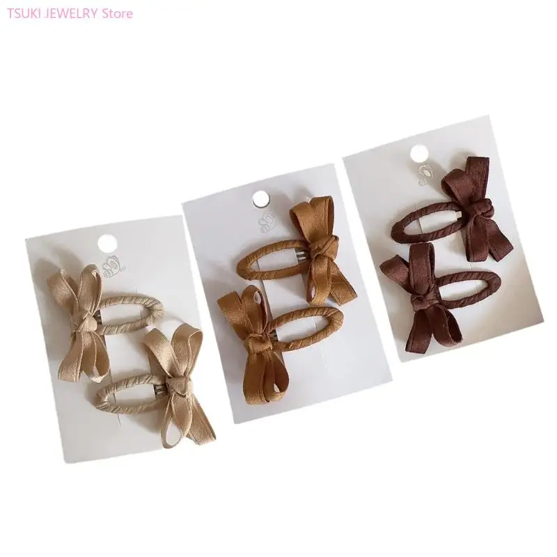 62KE 6 個女の赤ちゃんヘアピン弓ソフト生地ヘアクリップセットファッションヘアアクセサリー