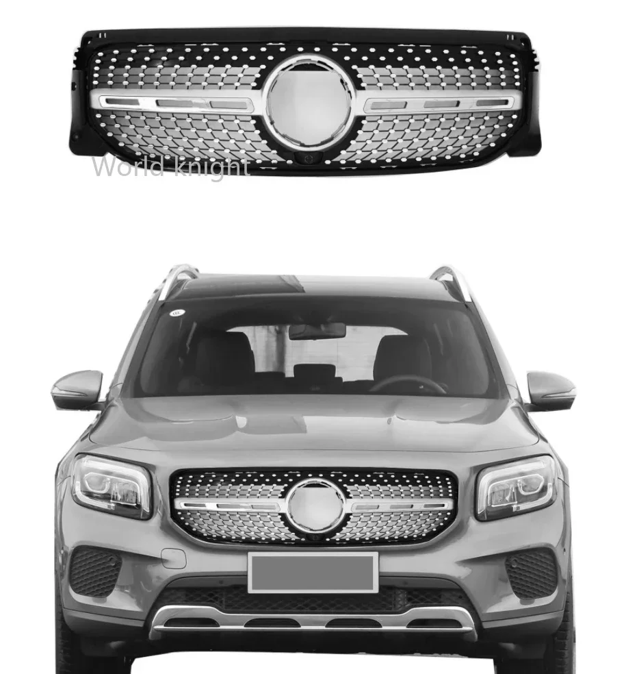 For Mercedes-Benz X247 GLB-Class GLB180 GLB200 GLB250 2020 2021 ABS Front Hood Kidney Grille Bright Black Grill Compatible