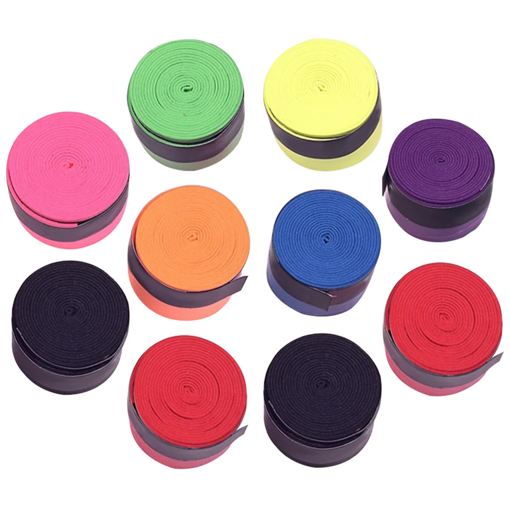 10 Rolls Racket Grip Elastic Tape Overgrip for Tennis Sealing Locking Pu Handles