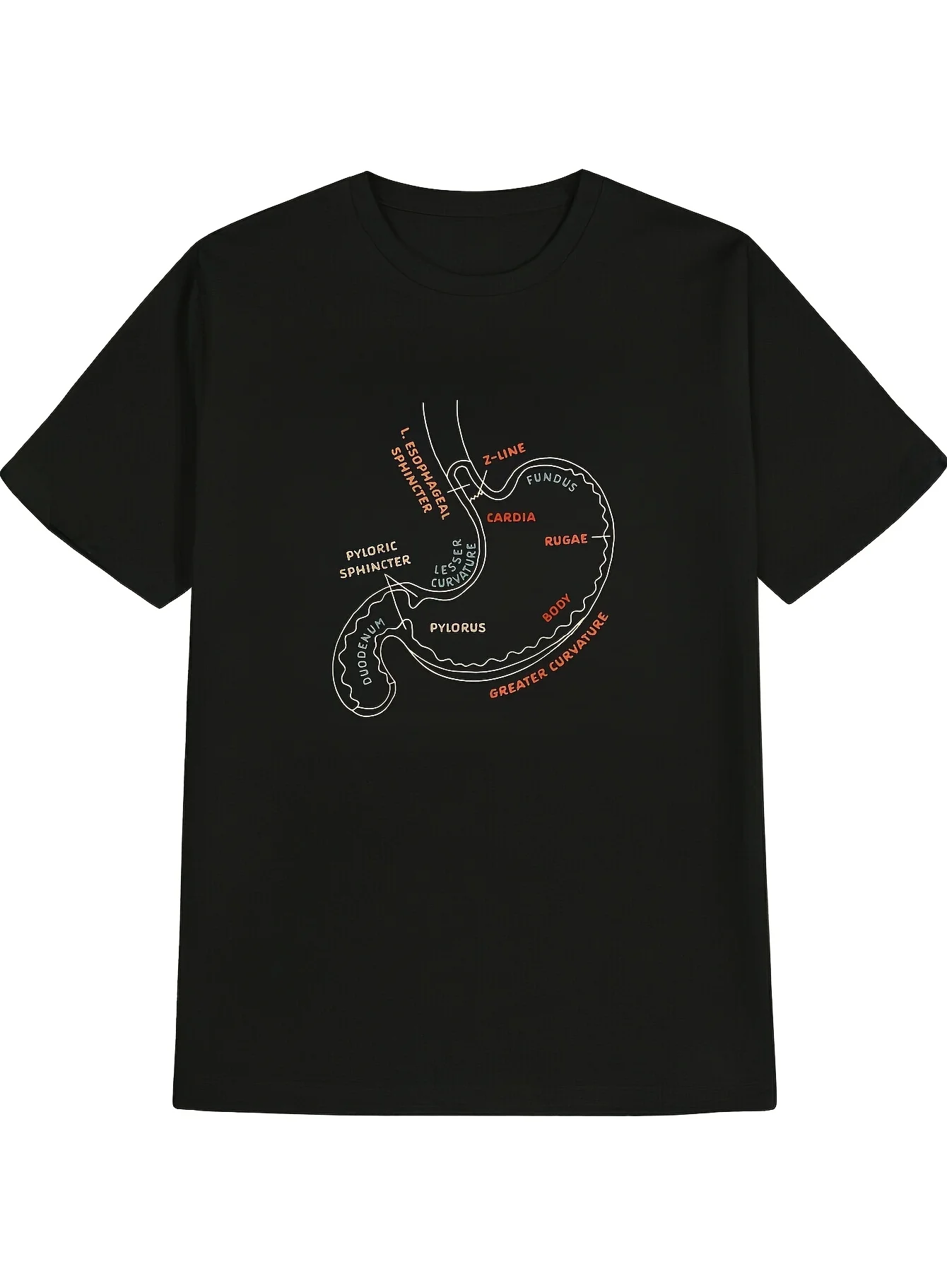 Men'S GI Nurse Gastroparesis Anatomy T-Shirt A Black Crew Neck Tee Showcasing A Distinctive Stomach Graphic