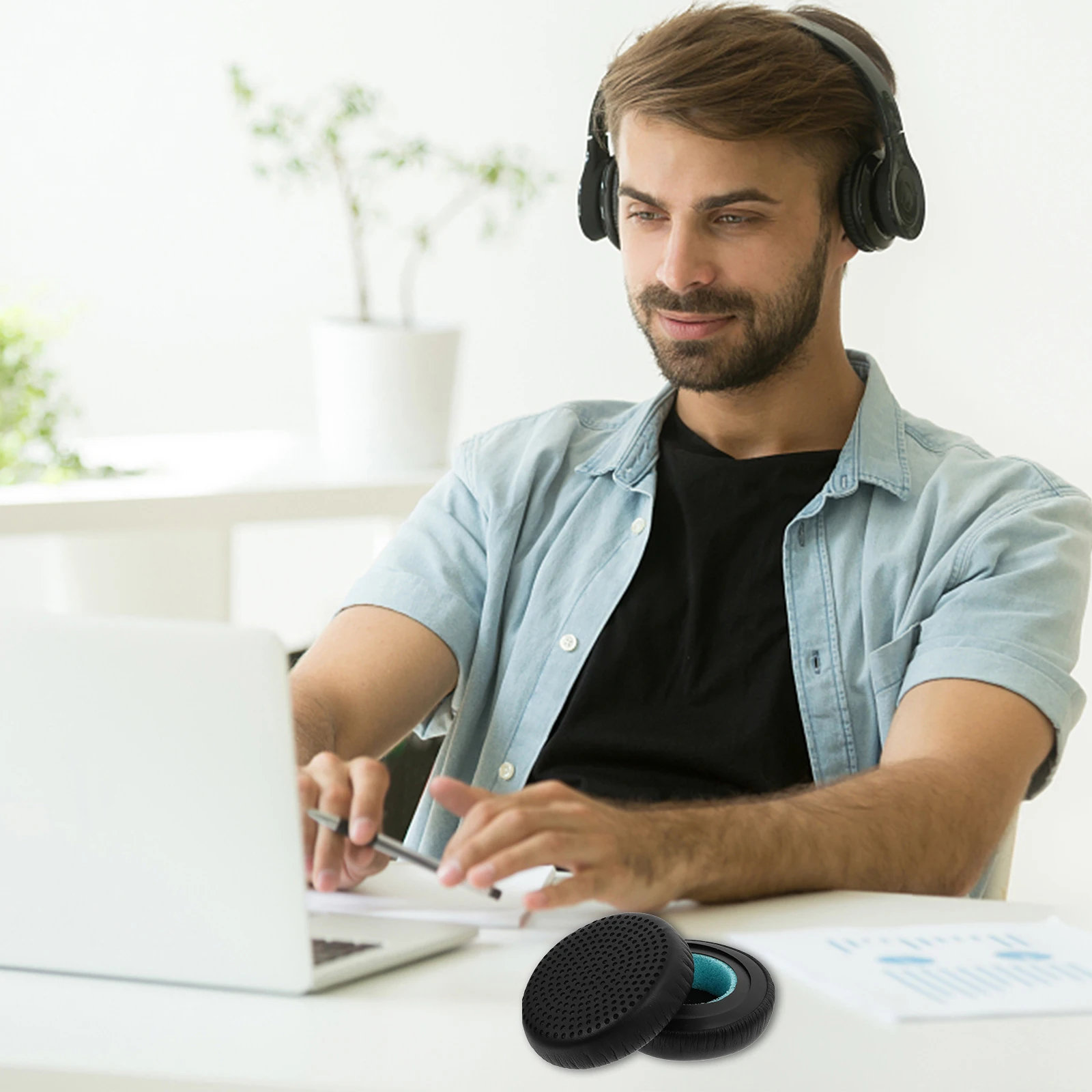 

1 Pair Premium Replacement Ear Pads Noise Isolation Earpads For Wireless Headphones Headset Cushions Comfortable Durable Soft