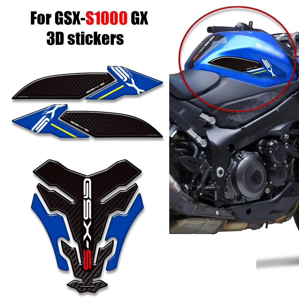 

For Suzuki GSX-S1000 GX GSXS 1000GX Motorcycle tank pad Grips decals Fuel Tankpad stickers Protection 2023 2024-