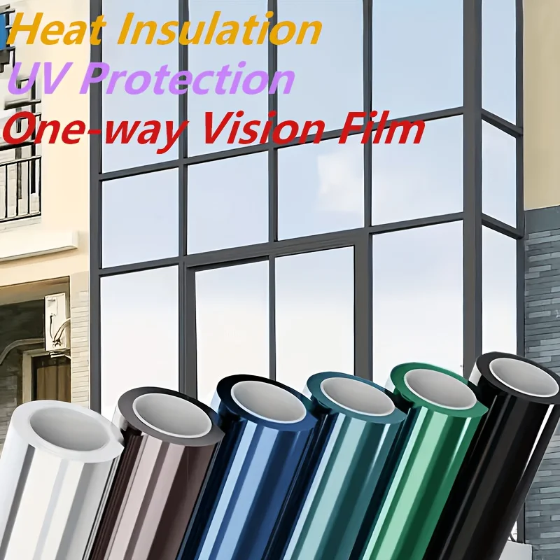 Vintage One Way Privacy Window Film Heat Control Sun Block UV Protection Static Cling Easy Install for Office Balcony Home Class