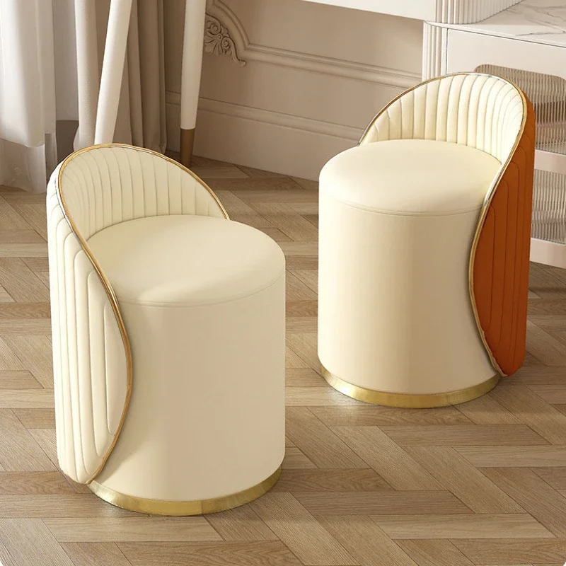 

Rotatable Stool Dressing Stool Chair Ins Bedroom Leather Stool Luxury Minimalist Backrest