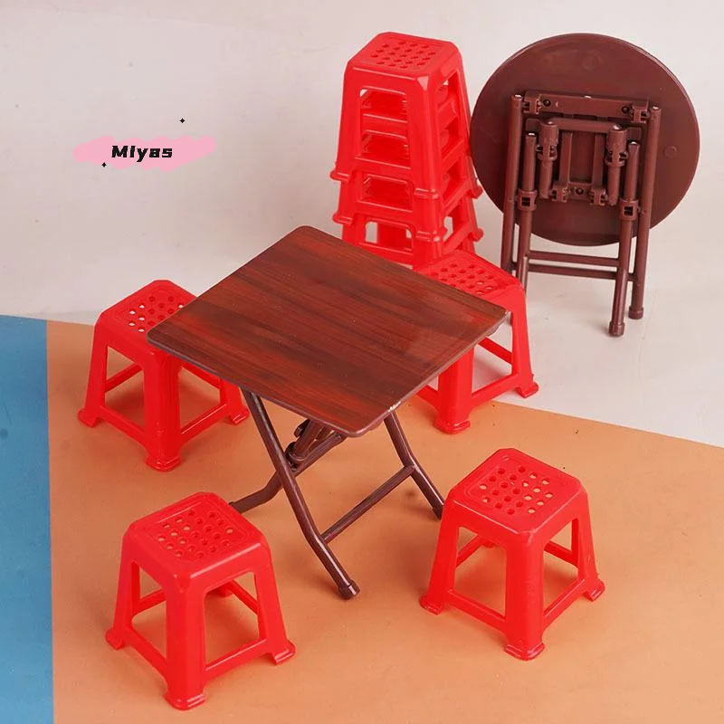 1/12 Schaal Dollhouse Mini Meubelset - Simulatie Tafel En Stoelen Model voor Poppenhuis Decor Fantasiespel Speelgoed voor Kinderen